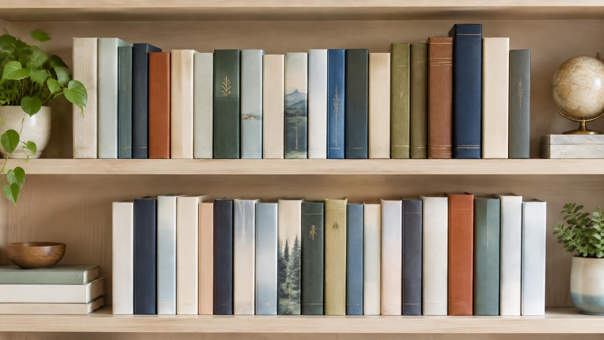 Rows of books lined up on a shelf