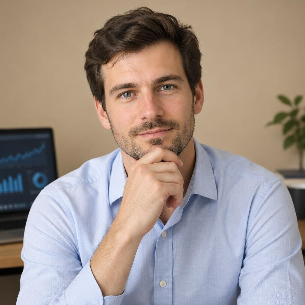 Portrait of a young man with light stubble in a shirt